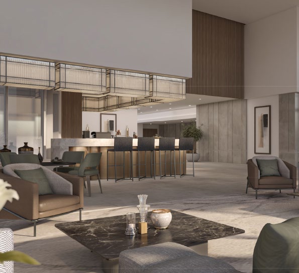 Residential lounge interior at Jordan Gate North Tower